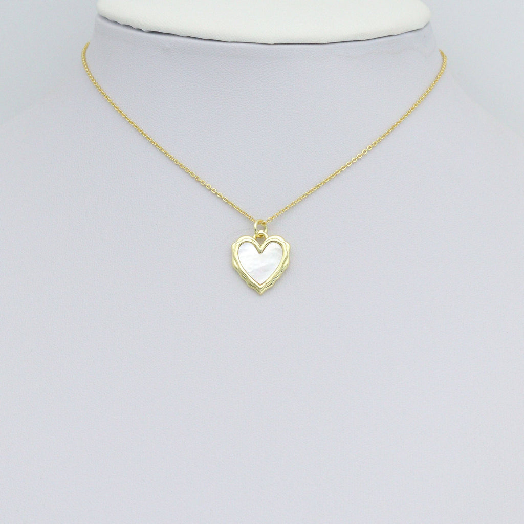White Pearl Textured edge Heart Frame Charm Pendant,Sku#LK1217