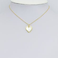Load image into Gallery viewer, White Pearl Textured edge Heart Frame Charm Pendant,Sku#LK1217