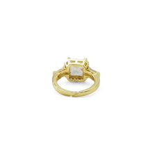 Load image into Gallery viewer, Gold Silver Big Square CZ Adjustable Ring, Sku#A113