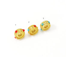 Load image into Gallery viewer, 5pc, Gold Enamel Wheel Spacer Beads, Sku#LX21