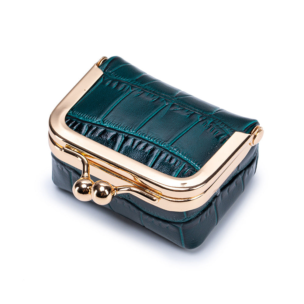 Japanese Leather Coin Wallet with Crocodile Pattern - Genuine Cowhide Wallet for Women