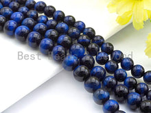 Load image into Gallery viewer, Blue Tiger Eye Attachment Necklace with Large CZ Pave Gunmetal clasp, 18 long, 8mm/10mm beads size, sku#D39