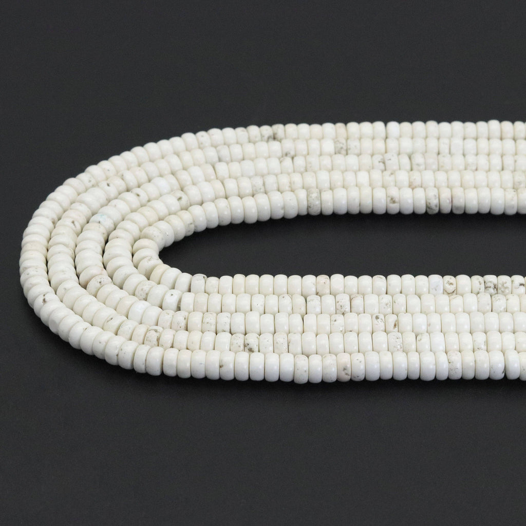 White Turquoise Rondelle Smooth Beads, Sku#U1833