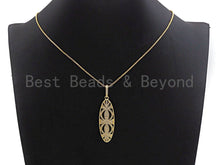 Load image into Gallery viewer, CZ Micro Pave Hollow Out  Long Oval Shaped Pendant/Charm, Cubic Zirconia Pendant Charm,15x46mm,sku#F913