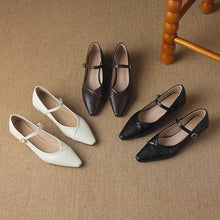 Load image into Gallery viewer, Women's Pointed Toe Low Heel Dress Shoes with Floral Detail - Elegant Buckle Closure Pumps