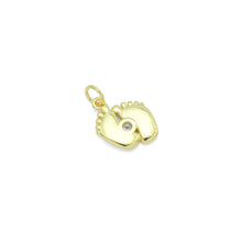 Load image into Gallery viewer, Little Baby Feet with turquoise Clear CZ Charm Pendant, Sku#LX577