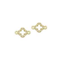 Load image into Gallery viewer, Clear CZ Gold Clover Flower Connecter ,Sku#LD738