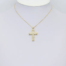 Load image into Gallery viewer, Gold Silver Clear CZ Cross Shape Pendant, Sku#LX441
