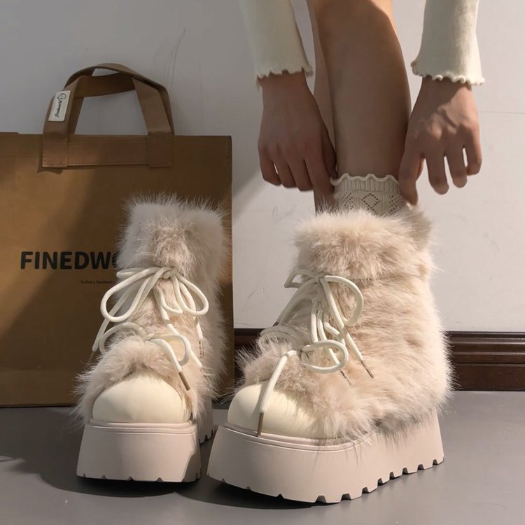 Women's Warm Faux Fur Lined Winter Snow Boots - Non-Slip Mid-Calf Boots