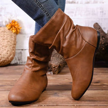 Load image into Gallery viewer, Women's Flat Ankle Boots – Wrinkled PU Leather Side Zipper | Black &amp; Brown