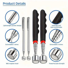Load image into Gallery viewer, 3-in-1 Telescopic Magnetic Grabber Tool – Stainless Steel, Non-Electric