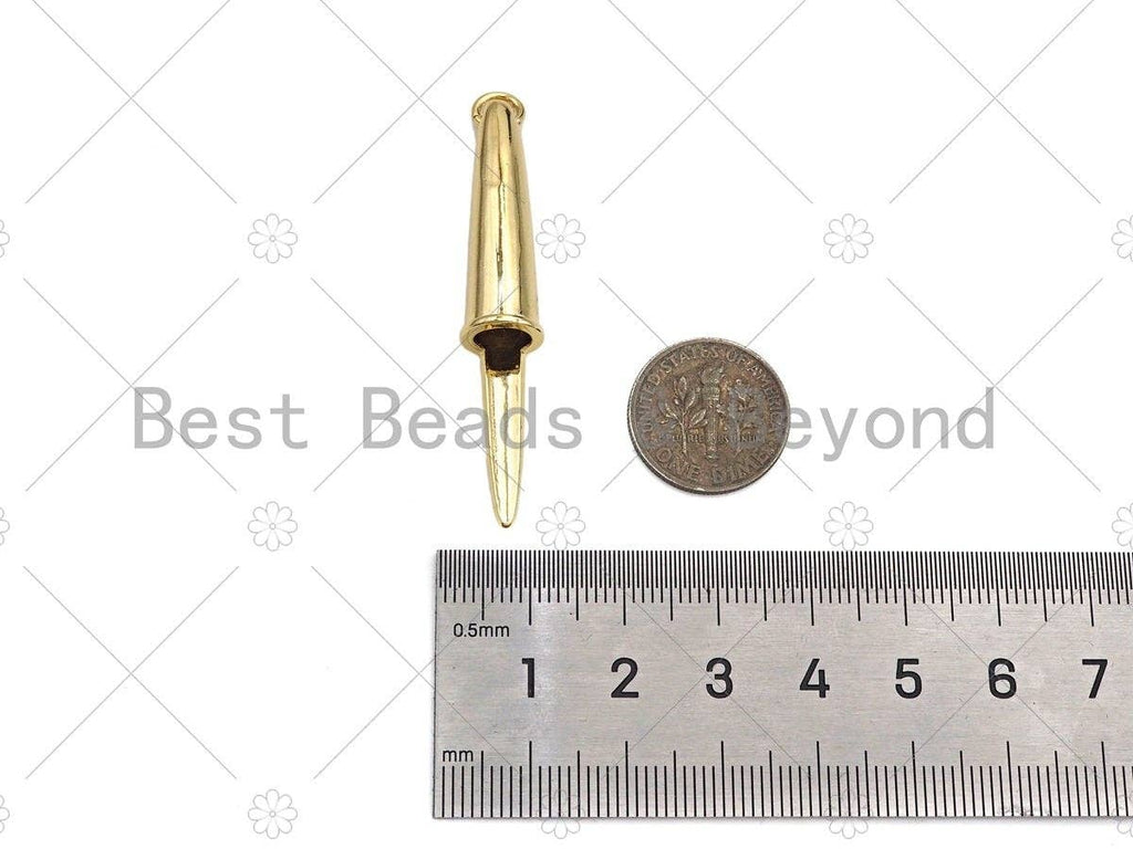 18K Dainty Gold Pen Cap Shape Pendant/Charm, Necklace Bracelet Charm Pendant,9x50mm, Sku#LK268