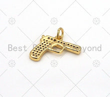 Load image into Gallery viewer, CZ Micro Pave Pistol Shape Pendant,18K Gold Filled Gun Charm, Necklace Bracelet Charm Pendant,17x16mm, Sku#LD147