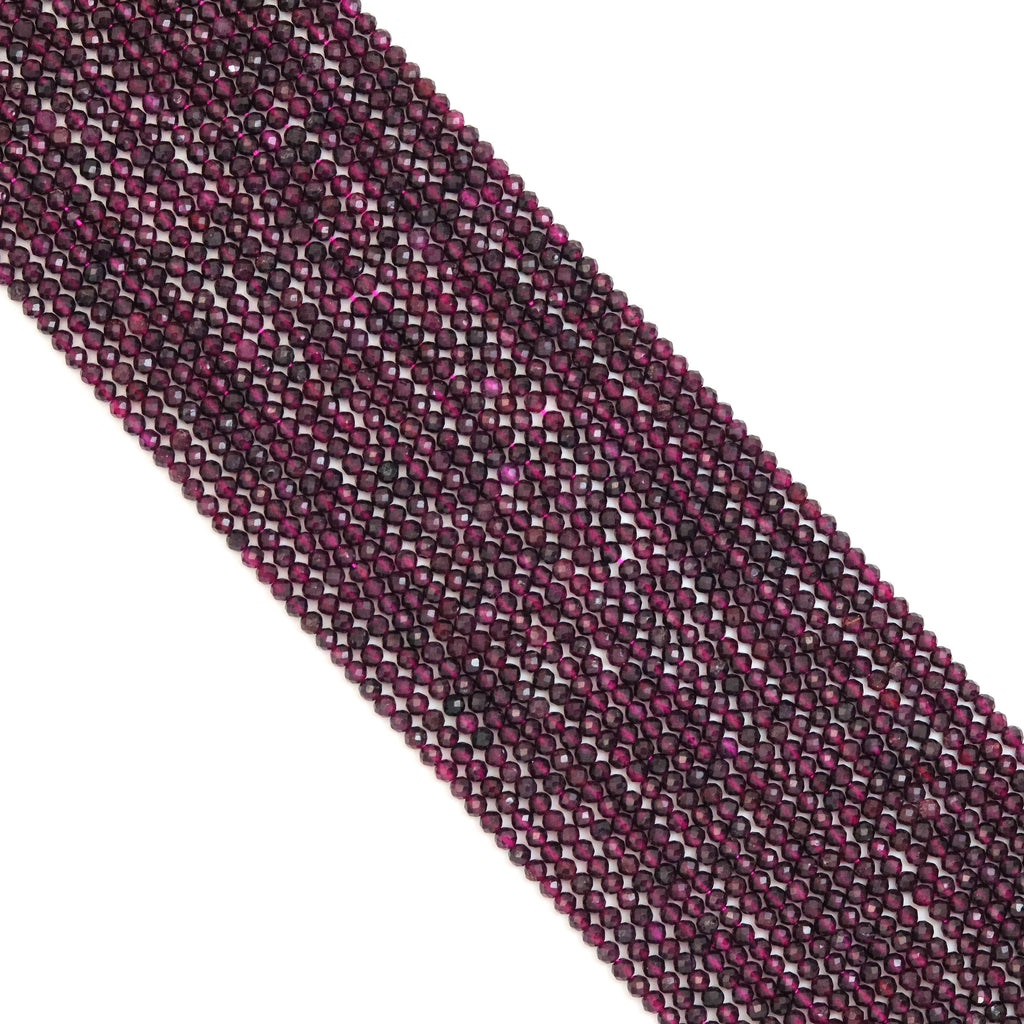 Genuine Garnet Round Faceted Beads, Sku#U1906