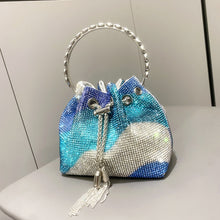 Load image into Gallery viewer, Diamond-Embellished Handle Tote Bag with Convertible Crossbody Strap | Women's Bucket Bag