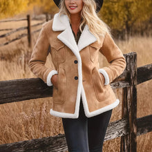 Load image into Gallery viewer, Women's Autumn And Winter Retro Pocket Lapel Button Jacket Fur Coat