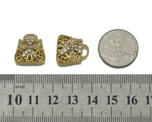 Load image into Gallery viewer, Gold CZ Hollow Out Fashion Bag Charm, Sku#LK673