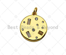 Load image into Gallery viewer, Baguette CZ Micro Pave Round Coin Shape Pendant/Charm, Sku#L450