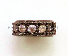 Load image into Gallery viewer, CZ Micro Pave Spacer Beads, Cubic Zirconia Wheel Round Spacer Beads, 6x3mm, 8x3mm, sku#G80