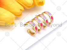 Load image into Gallery viewer, Enamel Hamsa Hand On Round Ring Shape Earrings, Sku#LD154