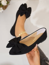 Load image into Gallery viewer, Women's Plus-Size Bow-Tie Slip-On Loafer Shoes | Pointed Toe, Low Heel, Cotton Upper