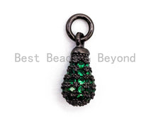 Load image into Gallery viewer, CZ Micro Pave Teardrop Shaped Dangle Charm, Cubic Zirconia Green Blue  Fuchsia Charms&amp;Pendants, Pave Dangle Charms, 6x3mm, sku#F357