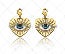 Load image into Gallery viewer, CZ Micro Pave 18k Gold Enamel Evil Eye On Heart Shape Pendan