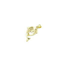 Load image into Gallery viewer, Clear CZ Gold Dolphin Charm Pendant,Sku#LD715
