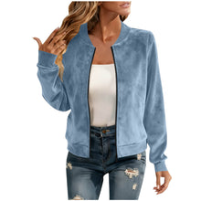 Load image into Gallery viewer, Round-neck Zip-up Deerskin-fleece Short Jacket Flight Suit