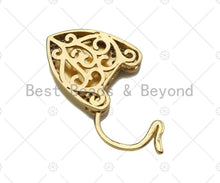 Load image into Gallery viewer, CZ Micro Pave Snake Padlock Heart Clasp Charms, Snake CZ On Padlock Clasp, Gold snake lock, Padlock Necklace Charms, 17x25mm, Sku#K163