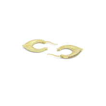 Load image into Gallery viewer, Gold Silver Oval Drop CZ Around Huggie Earrings, Sku#A305