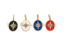 Load image into Gallery viewer, Enamel Colorful North Star On Oval Pendant,CZ Micro Pave Oil Drop pendant,Enamel pendant,Enamel Jewelry,16x22mm,sku#F976