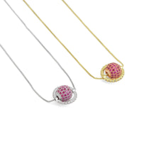 Load image into Gallery viewer, Gold Silver Chain Pink Planet Ball Pendant Necklace, Sku#A212