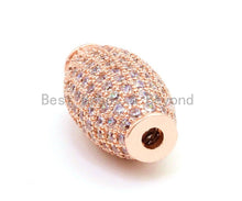 Load image into Gallery viewer, CZ Micro Pave Long Oval Spacer Beads with Clear Crystal for Bracelet/Necklace, Cubic Zirconia Beads, Bracelet Charms, 20x11mm, sku#G52