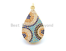 Load image into Gallery viewer, CZ Micro Pave Mixed Color Teardrop Evil Eyes Pendant,Cubic Zirconia Pendant,17x32mm, Sku#F14