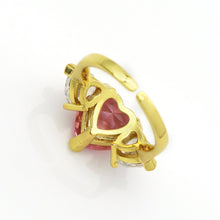 Load image into Gallery viewer, Pink Clear Crystal Heart Ring, Sku#B213