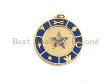 Load image into Gallery viewer, Enamel Star On Coin Charms,Enamel Pendant,Enamel Coin Pendant, Oil Drop jewelry Findings,29x32mm,sku#F936