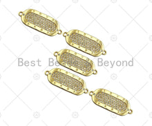 Load image into Gallery viewer, CZ Micro Pave Oval Shape Connector, Clear CZ Bar Connector, 18K Gold Bracelet Connector, 11x30mm, Sku#LK313