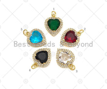 Load image into Gallery viewer, Gold Filled Big Colorful CZ Micro Pave Heart Shape Pendant, 18K Gold Filled Heart Charm, Necklace Bracelet Charm Pendant,15x19mm,Sku#LK334