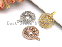 Load image into Gallery viewer, CZ Micro Pave Filigree Hollow out Flower Pendant, Cubic Zirconia Rose Gold/Silver/Black Focal Pendant, 33x35mm,sku#F637