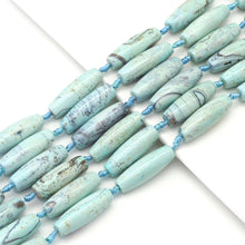 Load image into Gallery viewer, Planet Blue Barrel Shape Tibetan Agate Beads, 14x40mm Focal Beads, Sku#U1631