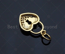Load image into Gallery viewer, CZ Micro Pave Heart Lock Pendant, Heart Shape Charm, 18K Gold Lock Pendant,16x10mm, Sku#JL10