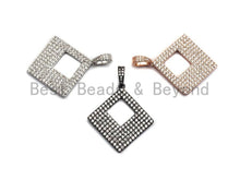 Load image into Gallery viewer, CZ Micro Pave Hollow out Square Pendant, Geometric Frame Shape Pendant Charm, Gold/Rose Gold/Silver/Gunmetal  Charms, 30x40mm, sku #X56