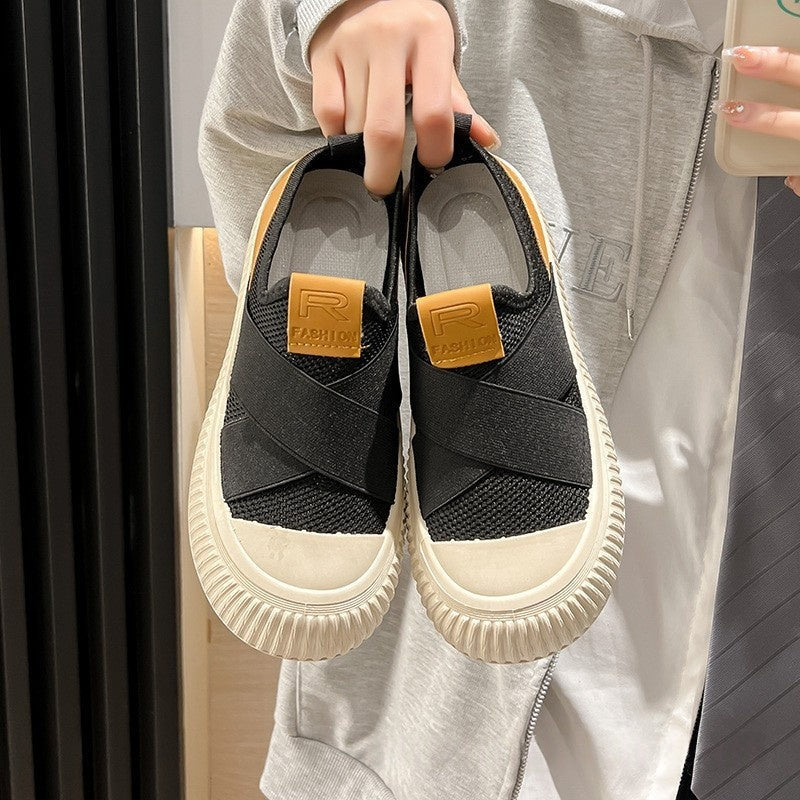 Women's Breathable Mesh Canvas Sneakers | Casual Flat Low-Top Shoes