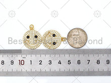 Load image into Gallery viewer, CZ Micro Pave Cute Smiley Face with Black CZ Eye Pendant,18K Gold Filled Smiley Face Charm, Necklace Bracelet Pendant, 20x24mm,Sku#L602