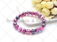Load image into Gallery viewer, Mystic Hot Pink Banded Agate Stretchy Bracelet, Sku#U1094