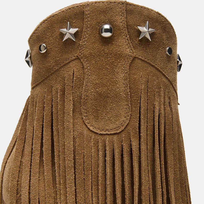 Fringed Studded High-Heel Pointed-Toe Ankle Boots – Side Zipper, Suede, Stiletto Heel | Sarah Express