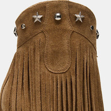 Load image into Gallery viewer, Fringed Studded High-Heel Pointed-Toe Ankle Boots – Side Zipper, Suede, Stiletto Heel | Sarah Express