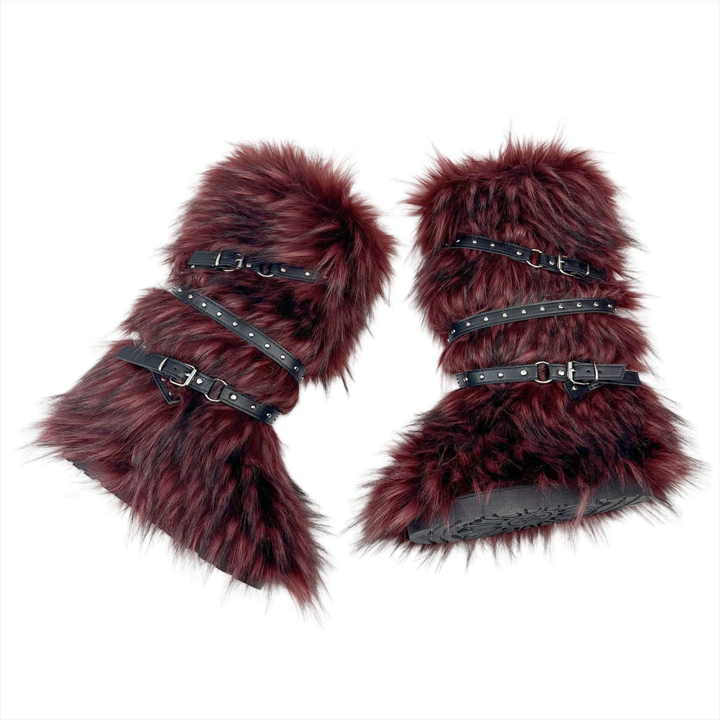 Women's Fur-Lined Mid-Calf Snow Boots | Cross-Strap Buckle | Slip-On Winter Boots