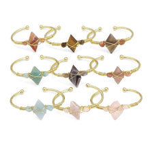 Load image into Gallery viewer, Natural Gemstone Wire Wrapped Gold Cuff Bracelet, SKU#LY26